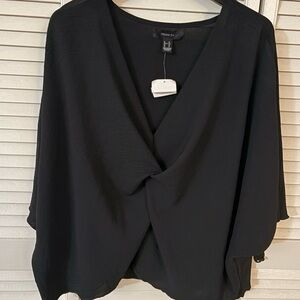 Forever 21 Black Wrap Blouse